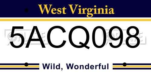 5ACQ098 West Virginia License Plate
