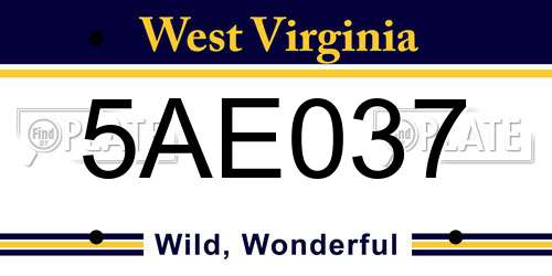 5AE037 West Virginia License Plate