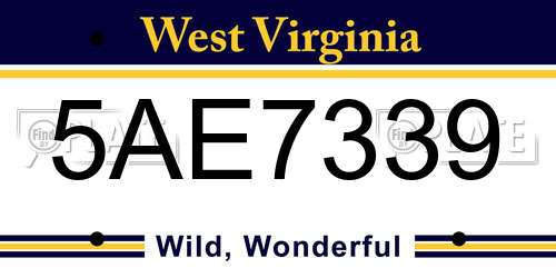 5AE7339 West Virginia License Plate