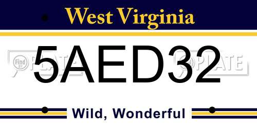 5AED32 West Virginia License Plate