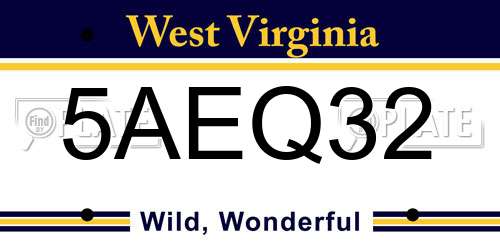5AEQ32 West Virginia License Plate