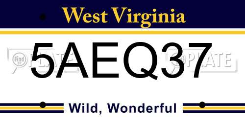 5AEQ37 West Virginia License Plate