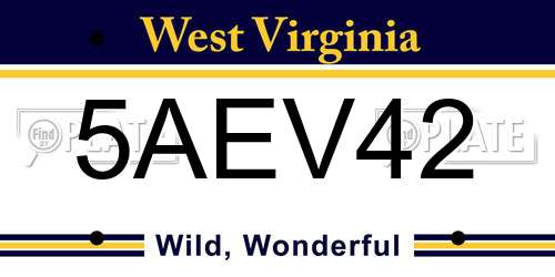 5AEV42 West Virginia License Plate