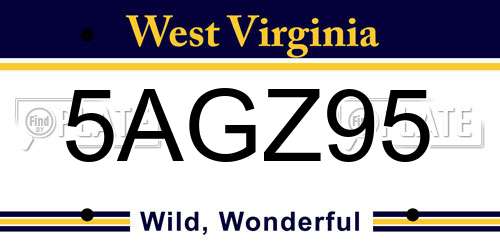 5AGZ95 West Virginia License Plate