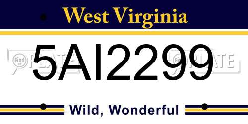 5AI2299 West Virginia License Plate