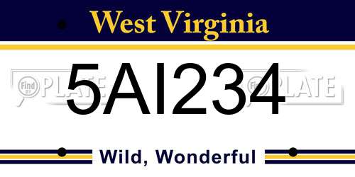 5AI234 West Virginia License Plate