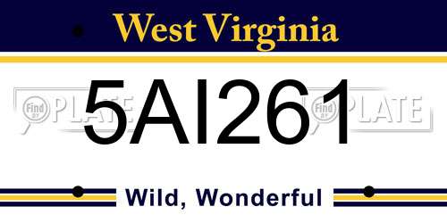 5AI261 West Virginia License Plate