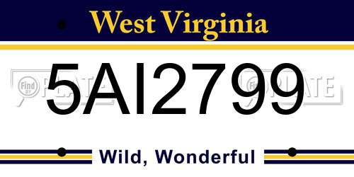 5AI2799 West Virginia License Plate