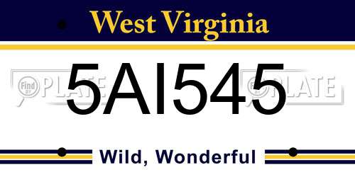 5AI545 West Virginia License Plate