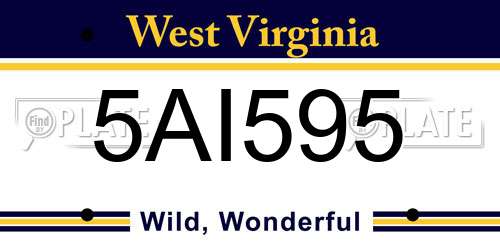 5AI595 West Virginia License Plate
