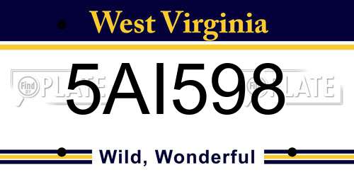 5AI598 West Virginia License Plate