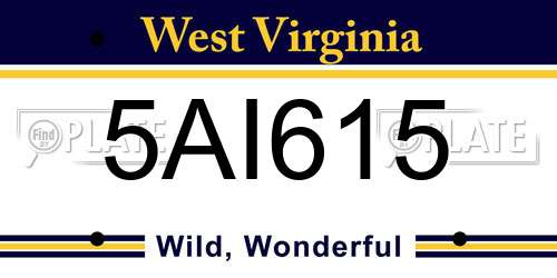 5AI615 West Virginia License Plate