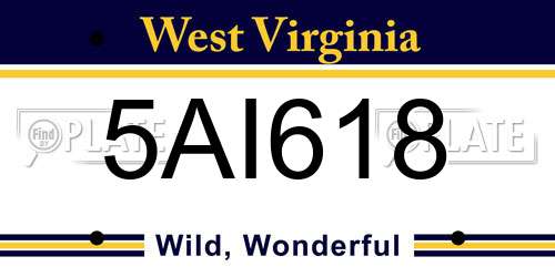 5AI618 West Virginia License Plate