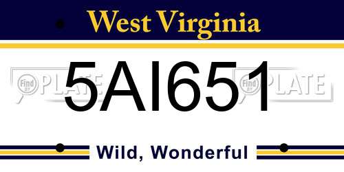 5AI651 West Virginia License Plate