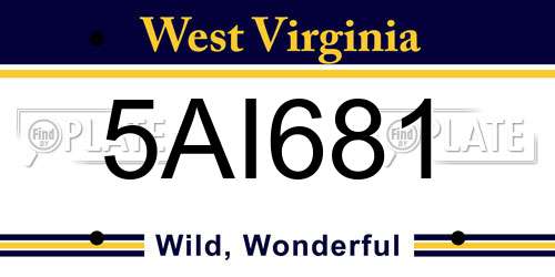 5AI681 West Virginia License Plate