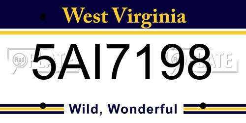 5AI7198 West Virginia License Plate