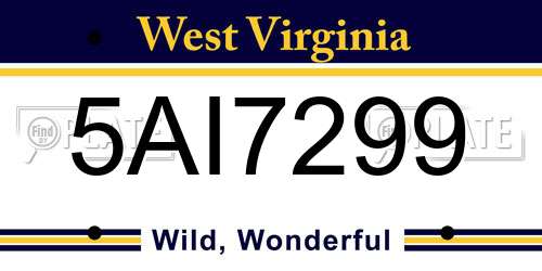 5AI7299 West Virginia License Plate