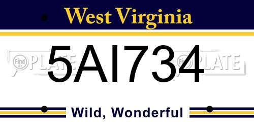 5AI734 West Virginia License Plate