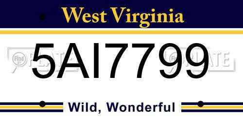 5AI7799 West Virginia License Plate