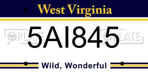 5AI845 West Virginia License Plate