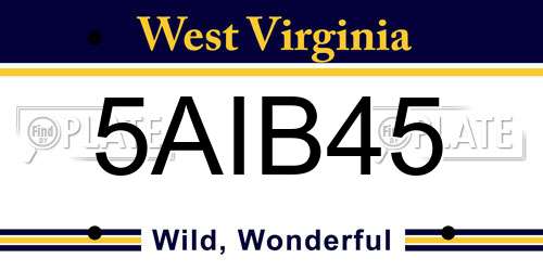 5AIB45 West Virginia License Plate