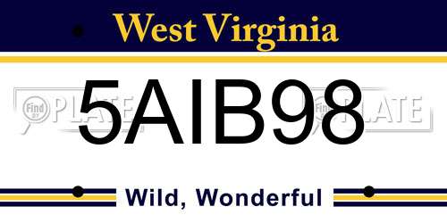 5AIB98 West Virginia License Plate