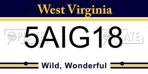 5AIG18 West Virginia License Plate