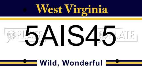 5AIS45 West Virginia License Plate