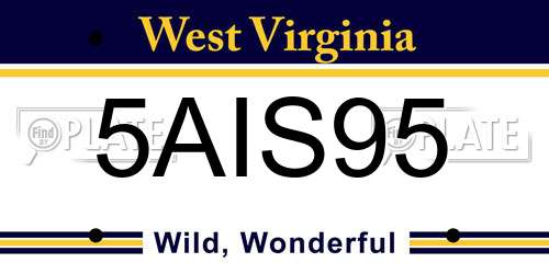 5AIS95 West Virginia License Plate