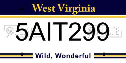 5AIT299 West Virginia License Plate