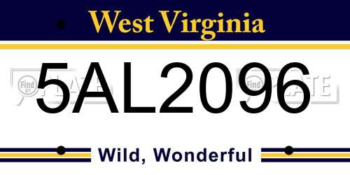 5AL2096 West Virginia License Plate