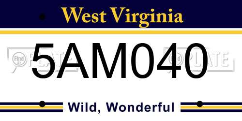 5AM040 West Virginia License Plate