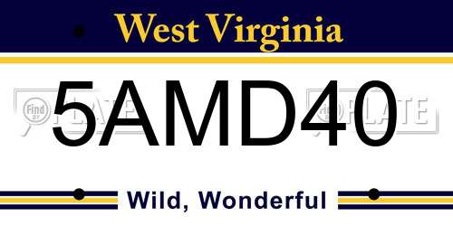 5AMD40 West Virginia License Plate