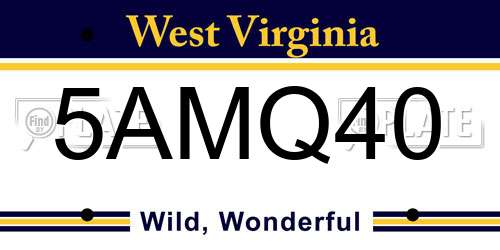 5AMQ40 West Virginia License Plate