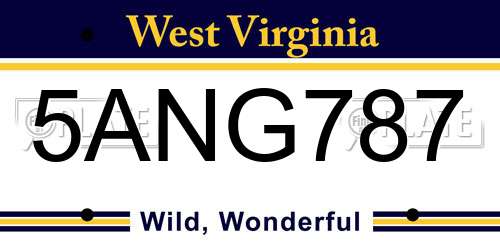5ANG787 West Virginia License Plate