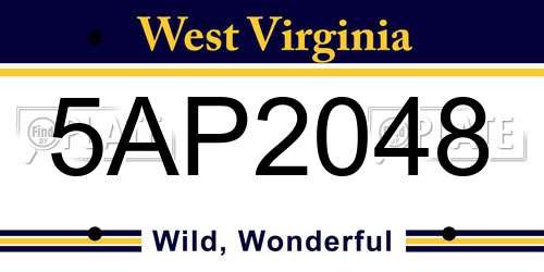 5AP2048 West Virginia License Plate