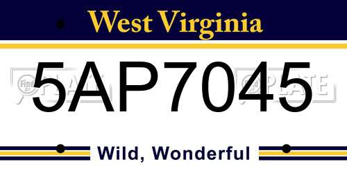 5AP7045 West Virginia License Plate