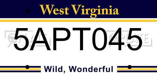 5APT045 West Virginia License Plate