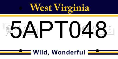 5APT048 West Virginia License Plate