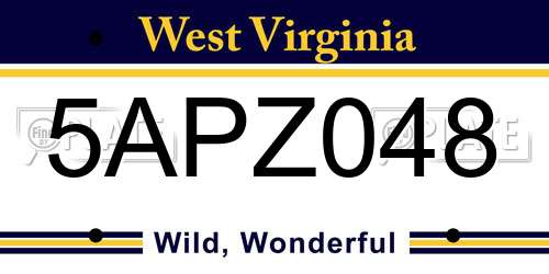 5APZ048 West Virginia License Plate
