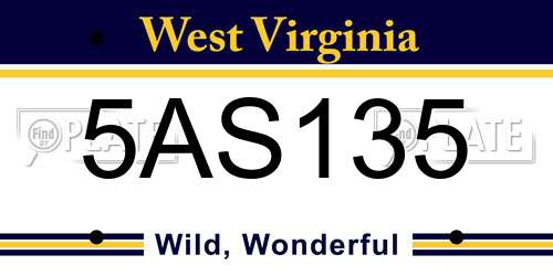 5AS135 West Virginia License Plate