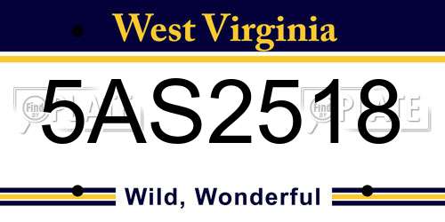 5AS2518 West Virginia License Plate