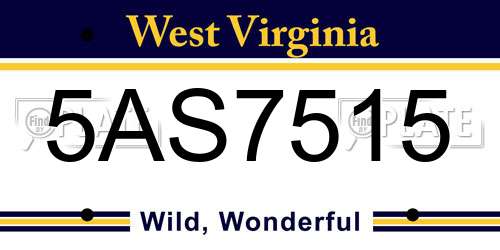 5AS7515 West Virginia License Plate