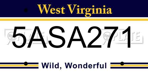 5ASA271 West Virginia License Plate