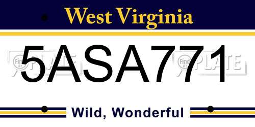 5ASA771 West Virginia License Plate