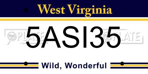 5ASI35 West Virginia License Plate