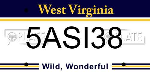 5ASI38 West Virginia License Plate
