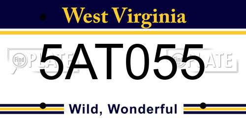5AT055 West Virginia License Plate