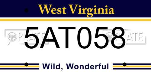 5AT058 West Virginia License Plate