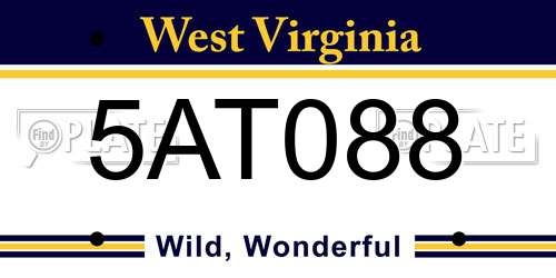 5AT088 West Virginia License Plate